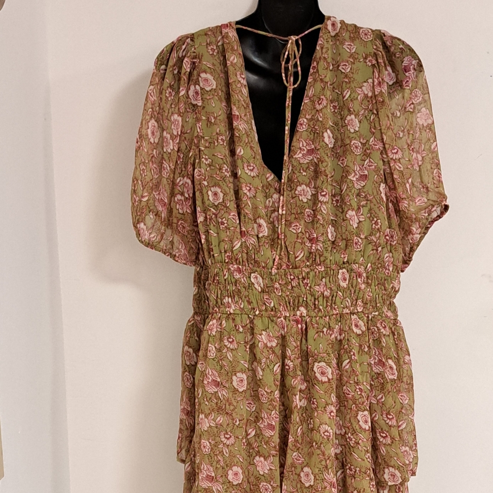 Jessica Simpson Yellow Gold Asymmetrical Ruffled Sundress Open Back Misses XL - Picture 13 of 14